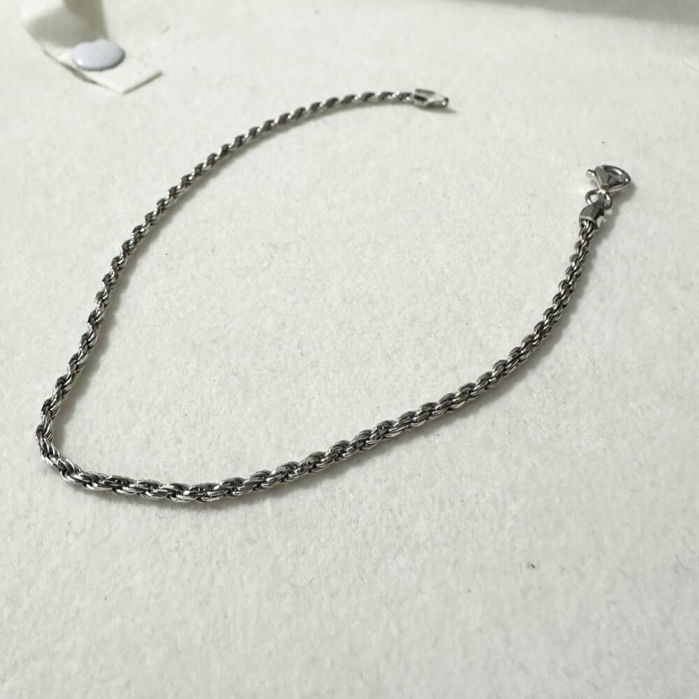 8 inch Diamond Cut Sterling Silver Rope Bracelet